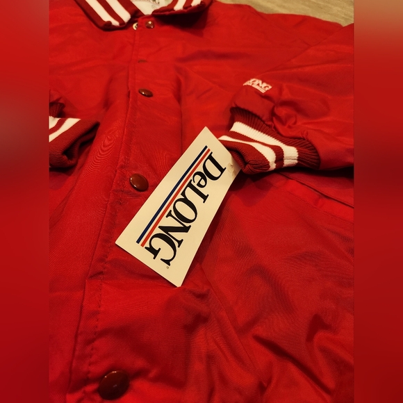Vintage DeLong Varsity Jacket Mens Size XL Made in USA New Blank Red - Picture 3 of 8